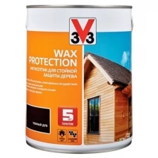 Антисептик алкидный V33 WAX PROTECTION 119609, для дерева с доб. воска, полуглянец, калужница, 0,9л