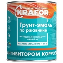 Грунт-эмаль по ржавчине 3 в 1 Krafor, алкидная, глянцевая, 1 кг, белая