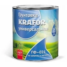 Грунтовка ГФ-021 по дереву и металлу Krafor, алкидная, 1,8 кг, серая