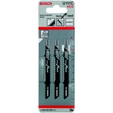 Набор лобзиковых пилок BOSCH 3шт U 111 С Basic for Wood, HCS