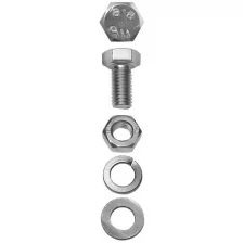 Болт (DIN933) в комплекте с гайкой (DIN934), шайбой (DIN125), шайбой пруж. (DIN127), M12x40мм, 2шт, ЗУБР