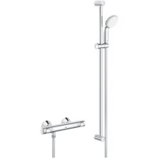 Термостат для душа GROHE Precision Flow 34842000 с душевым гарнитуром Vitalio Go 100 (1 режим), душевая штанга 900 мм //34805000