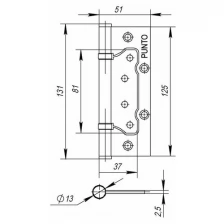 Петля универсальная без врезки IN5200W PN (200-2B 125x2,5) мат. никель