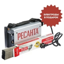 Сварочный аппарат инверторный "Ресанта" САИ 220, 6.6 кВт, 10-220 А, + электроды