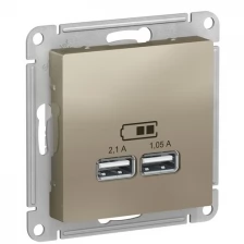 Розетка USB двойная для зарядки Schneider Electric AtlasDesign 5В, шампань ATN000533